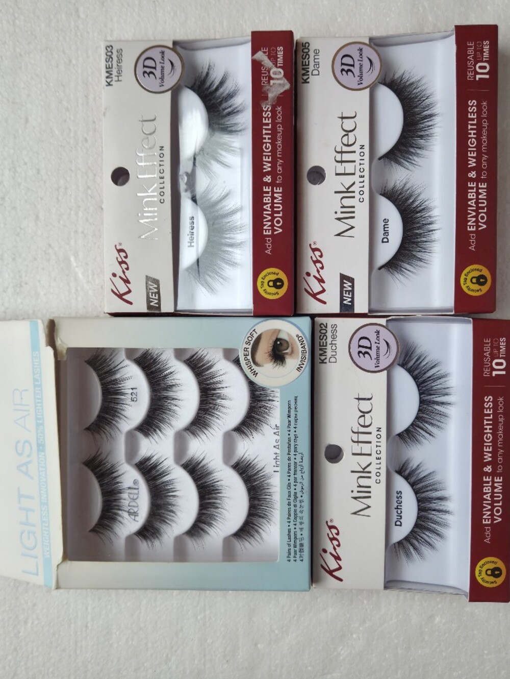New False Eyelash Bundle Ardell Light As Air & Kiss Mink Effect (4 Packs)